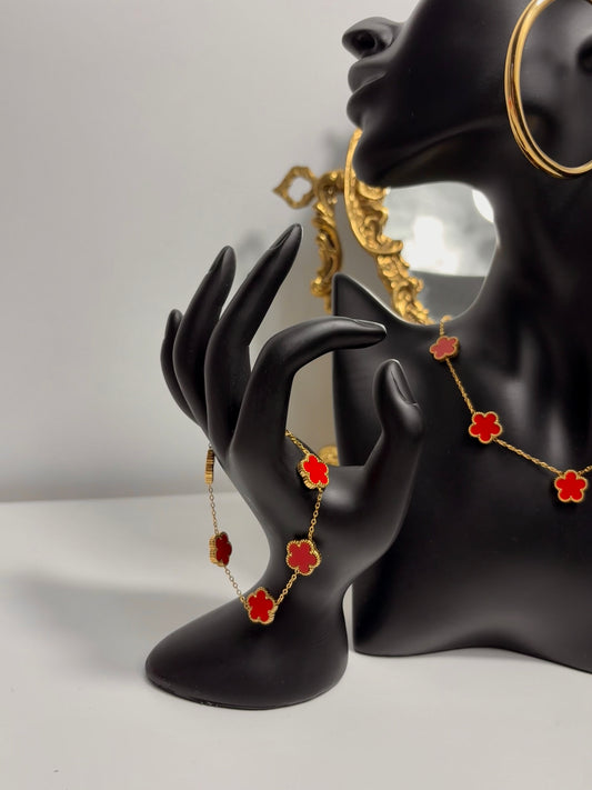 Bracelet trèfle rouge